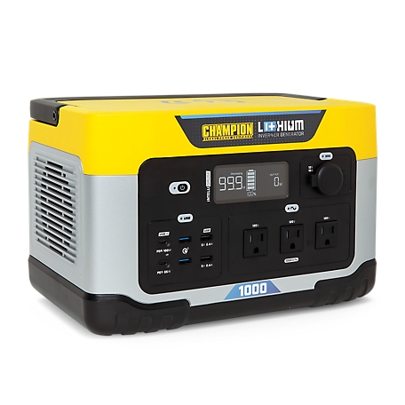 Champion Power Equipment 998-Wh 2000/1000-Watt Lithium-Ion Solar Generator Portable Power Station Backup Battery