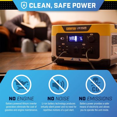 Image showing  2,000/1,000-Watt Lithium-Ion Solar Generator Portable Power Station Backup Battery, 998Wh