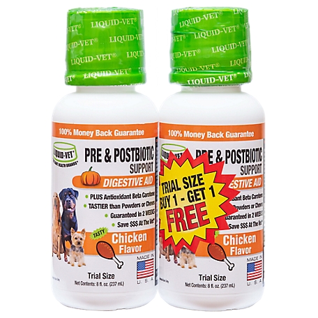 Liquid-Vet K9 Pre & PostBiotic Support Chicken Flavor Formula for Dogs, 8 oz., 2-pack