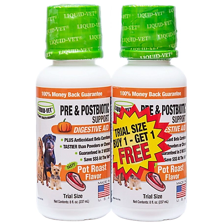 Liquid-Vet K9 Pre & PostBiotic Support Pot Roast Flavor Formula for Dogs, 8 oz., 2-Pack