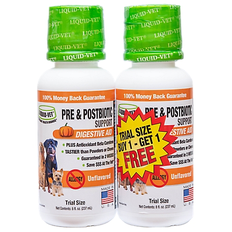 Liquid-Vet K9 Pre & PostBiotic Support Allergy-Friendly Unflavored Formula for Dogs, 8 oz., 2-Pack