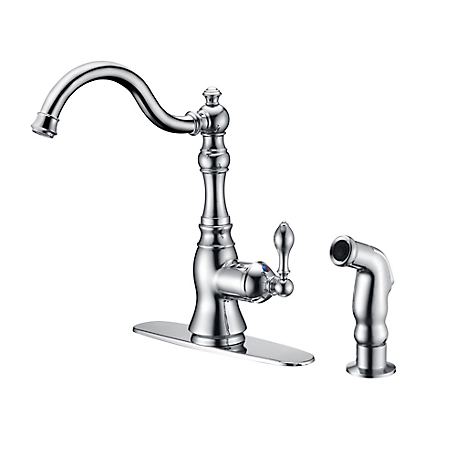 Ultra Faucets Single-Handle Standard Kitchen Faucet with Side Sprayer in Rust and Spot Resist in Polished Chrome