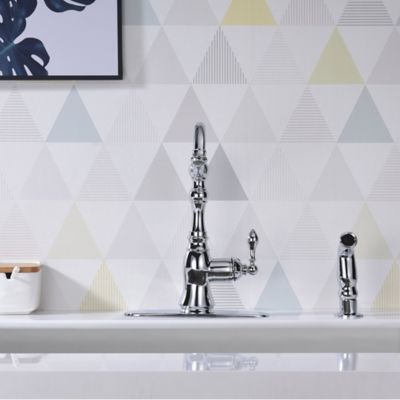 Image showing  Single-Handle Standard Kitchen Faucet with Side Sprayer in Rust and Spot Resist in Polished Chrome