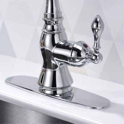 Image showing  Single-Handle Standard Kitchen Faucet with Side Sprayer in Rust and Spot Resist in Polished Chrome