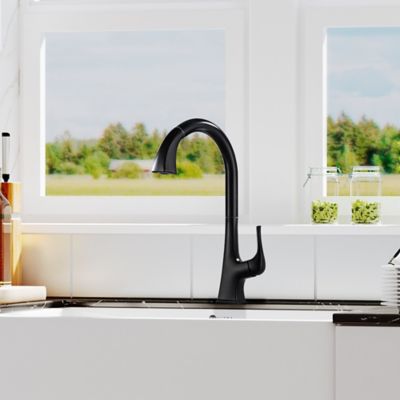 Image showing  Quest Single Handle Pull-Down Sprayer Kitchen Faucet with Accessories in Rust and Spot Resist in Oil Rubbed Bronze