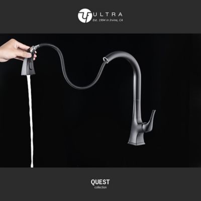 Image showing  Quest Single Handle Pull-Down Sprayer Kitchen Faucet with Accessories in Rust and Spot Resist in Oil Rubbed Bronze