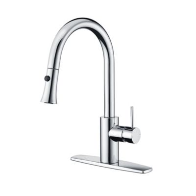 Ultra Faucets Euro Single-Handle Pull-Down Sprayer Kitchen Faucet with Accessories in Rust and Spot Resist in Polished Chrome