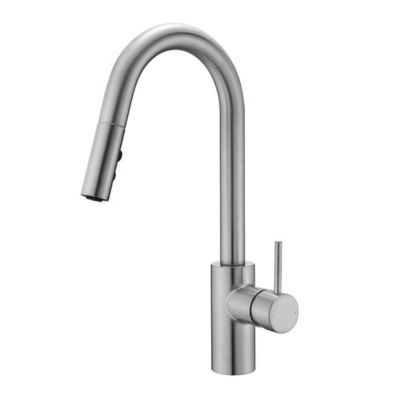 Ultra Faucets Euro Modern Single-Handle Pull-Down Sprayer Kitchen Faucet with Accessories, Rust & Spot Resist in Brushed Nickel