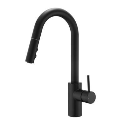 Ultra Faucets Euro Modern Single-Handle Pull-Down Sprayer Kitchen Faucet with Accessories in Rust and Spot Resist in Matte Black