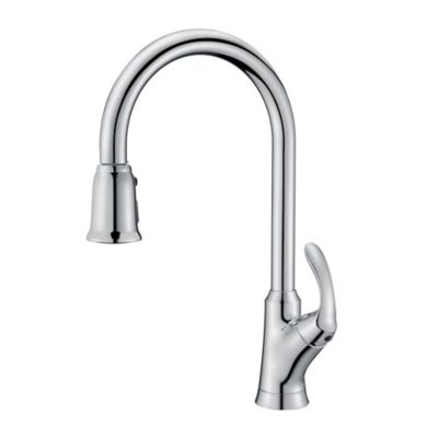Ultra Faucets Stilleto Single-Handle Pull-Down Sprayer Kitchen Faucet with Accessories in Rust & Spot Resist in Polished Chrome