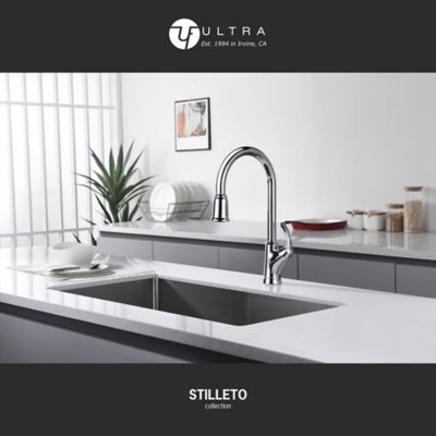 Image showing  Stilleto Single-Handle Pull-Down Sprayer Kitchen Faucet, Accessories in Rust and Spot Resist in Polished Chrome