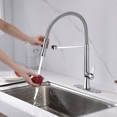 Image showing  Nita Spring Spout Single-Handle Pull-Down Sprayer Kitchen Faucet, Accessories Rust & Spot Resist Polished Chrome