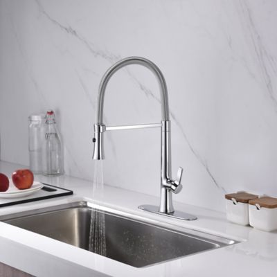 Image showing  Nita Spring Spout Single-Handle Pull-Down Sprayer Kitchen Faucet, Accessories Rust & Spot Resist Polished Chrome