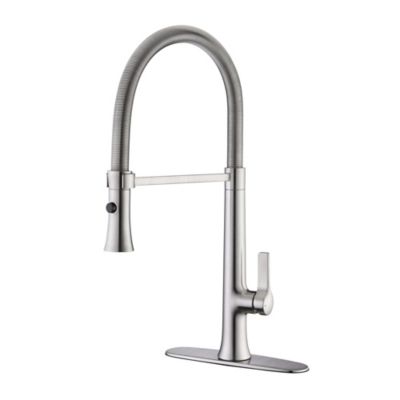 Ultra Faucets Nita Spring Spout Single-Handle Pull-Down Sprayer Kitchen Faucet, Accessories Rust & Spot Resist in Brushed Nickel
