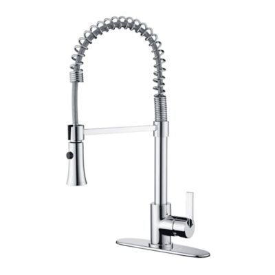 Ultra Faucets Euro Spring Spout Single-Handle Pull-Down Sprayer Kitchen Faucet, Accessories Rust & Spot Resist Polished Chrome