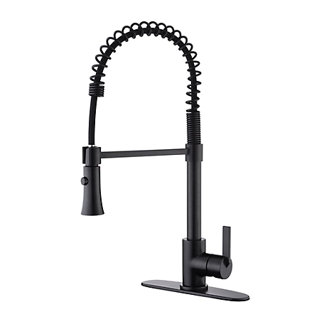 Ultra Faucets Euro Spring Spout Single-Handle Pull-Down Sprayer Kitchen Faucet w/Accessory Rust & Spot Resist, Oil Rubbed Bronze