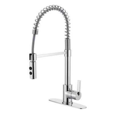Ultra Faucets Euro Spring Single Handle Pull-Down Sprayer Kitchen Faucet with Accessories Rust & Spot Resist in Polished Chrome