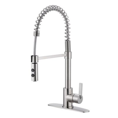 Ultra Faucets Euro Spring Single Handle Pull-Down Sprayer Kitchen Faucet with Accessories Rust and Spot Resist in Brushed Nickel