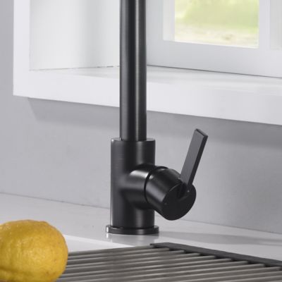 Image showing  Euro Spring Single-Handle Pull-Down Sprayer Kitchen Faucet w/Accessories Rust and Spot Resist in Oil Rubbed Bronze
