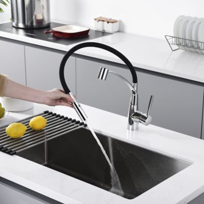 Image showing  Pagani Single-Handle Pull-Down Sprayer Kitchen Faucet with Accessories in Rust and Spot Resist in Polished Chrome