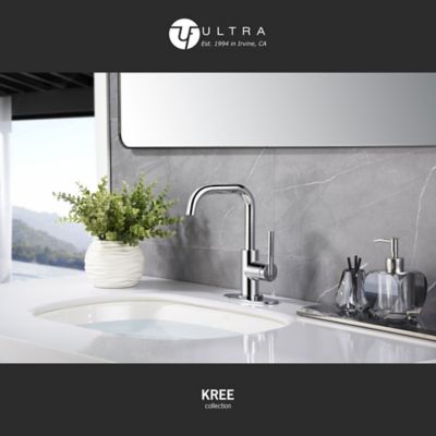 Image showing  Kree Single Hole Single-Handle Bathroom Faucet Rust and Spot Resist with Drain Assembly in Polished Chrome
