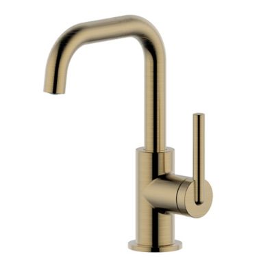 Ultra Faucets Kree Single Hole Single-Handle Bathroom Faucet Rust and Spot Resist with Drain Assembly in Brushed Gold