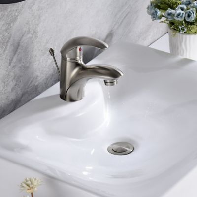 Image showing  Vantage 4 in. Centerset Single-Handle Bathroom Faucet Rust and Spot Resist with Drain Assembly in Brushed Nickel