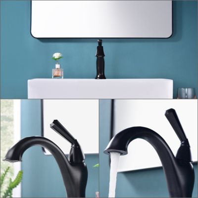 Image showing  Single-Handle Z Single Hole Bathroom Faucet Scratch Resist with Drain Assembly in Oil Rubbed Bronze