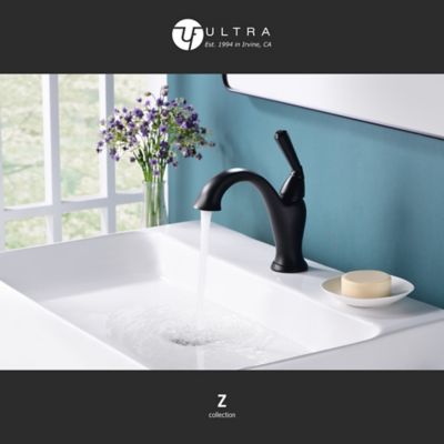 Image showing  Single-Handle Z Single Hole Bathroom Faucet Scratch Resist with Drain Assembly in Matte Black