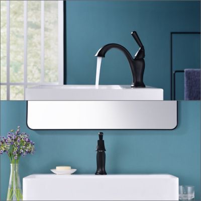 Image showing  Single-Handle Z Single Hole Bathroom Faucet Scratch Resist with Drain Assembly in Matte Black