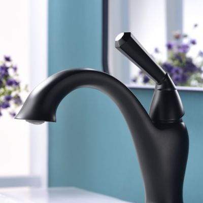 Image showing  Single-Handle Z Single Hole Bathroom Faucet Scratch Resist with Drain Assembly in Matte Black