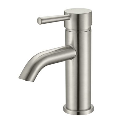 Ultra Faucets Euro Single Hole Single-Handle Bathroom Faucet Rust Resist in Brushed Nickel