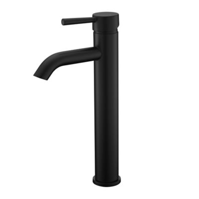Ultra Faucets Euro Single Hole Single-Handle Tall Vessel Bathroom Sink Faucet Rust Resist in Matte Black