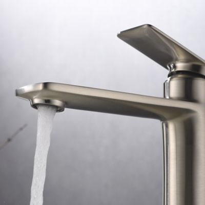 Image showing  Wedge Single Hole Single-Handle Tall Vessel Bathroom Sink Faucet Rust Resist in Brushed Nickel