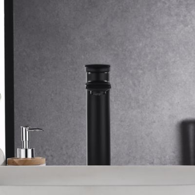 Image showing  Wedge Single Hole Single-Handle Tall Vessel Bathroom Sink Faucet Rust Resist in Matte Black