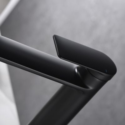 Image showing  Wedge Single Hole Single-Handle Tall Vessel Bathroom Sink Faucet Rust Resist in Matte Black