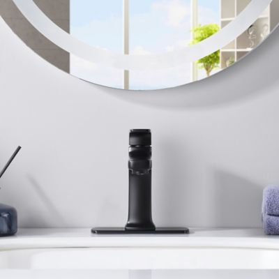 Image showing  Dean Single Hole Single-Handle Lavatory Bathroom Faucet Rust Resist in Matte Black