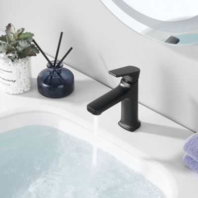 Image showing  Dean Single Hole Single-Handle Lavatory Bathroom Faucet Rust Resist in Matte Black