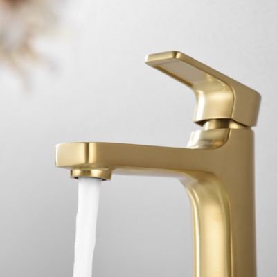 Image showing  Dean Single Hole Single-Handle Lavatory Bathroom Faucet Rust Resist in Brushed Gold