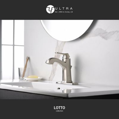 Image showing  Lotto 4 in. Centerset Single-Handle Bathroom Lavatory Faucet Rust Resist with Drain Assembly in Brushed Nickel