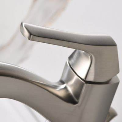 Image showing  Lotto 4 in. Centerset Single-Handle Bathroom Lavatory Faucet Rust Resist with Drain Assembly in Brushed Nickel