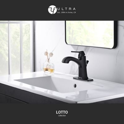 Image showing  Lotto 4 in. Centerset Single-Handle Bathroom Lavatory Faucet Rust Resist with Drain Assembly in Matte Black