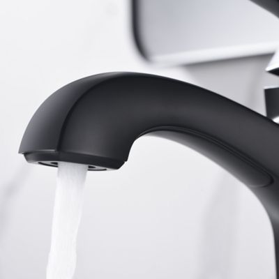 Image showing  Lotto 4 in. Centerset Single-Handle Bathroom Lavatory Faucet Rust Resist with Drain Assembly in Matte Black