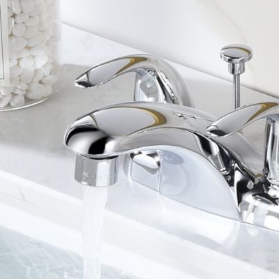 Image showing  Vantage 4 in. Centerset 2-Handle Bathroom Lavatory Faucet Rust Resist with Drain Assembly in Polished Chrome
