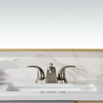 Image showing  Vantage 4 in. Centerset 2-Handle Bathroom Lavatory Faucet Rust Resist with Drain Assembly in Brushed Nickel