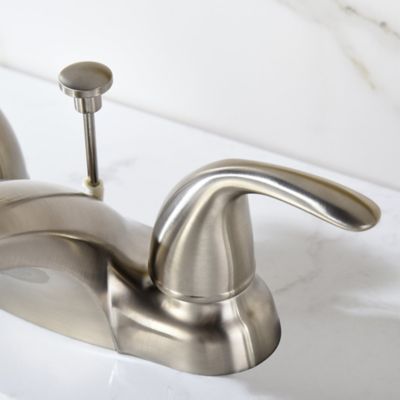Image showing  Vantage 4 in. Centerset 2-Handle Bathroom Lavatory Faucet Rust Resist with Drain Assembly in Brushed Nickel