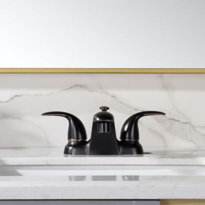 Image showing  Vantage 4 in. Centerset 2-Handle Bathroom Lavatory Faucet Rust Resist with Drain Assembly in Oil Rubbed Bronze