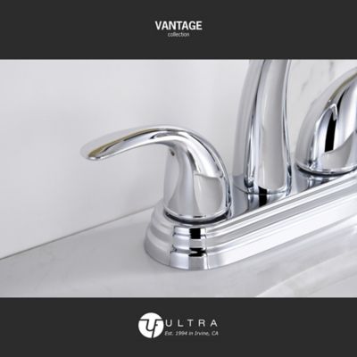 Image showing  4 in. Vantage Center-Set 2-Handle Bathroom Faucet with Drain Assembly, 1.2 GPM, Rust Resistant, Polished Chrome