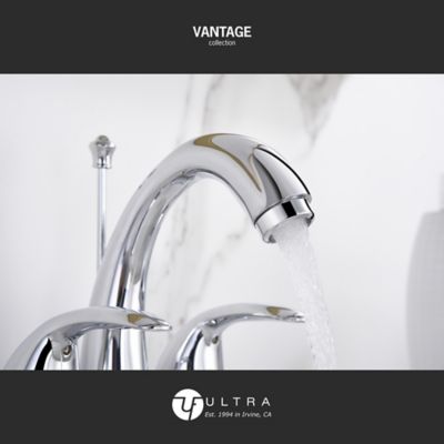 Image showing  4 in. Vantage Center-Set 2-Handle Bathroom Faucet with Drain Assembly, 1.2 GPM, Rust Resistant, Polished Chrome
