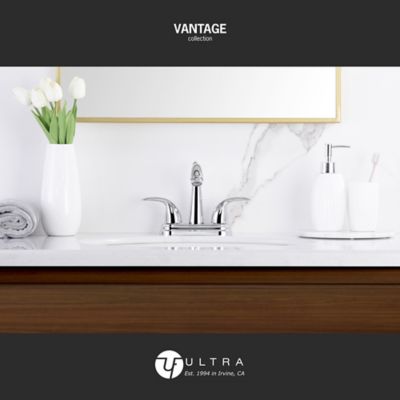 Image showing  4 in. Vantage Center-Set 2-Handle Bathroom Faucet with Drain Assembly, 1.2 GPM, Rust Resistant, Polished Chrome